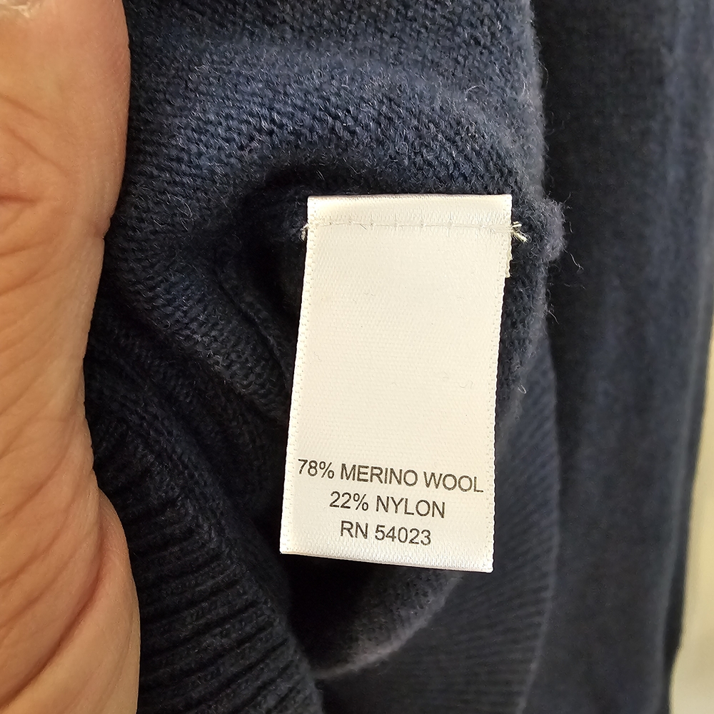 Banana Republic Blue Button Mock Sweater Merino Wool Nylon Blend Men' Size XL - Picture 6 of 8